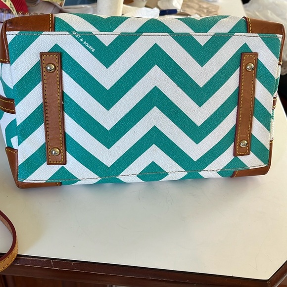 Dooney& Bourke Satchel Shoulder Bag Wavy Lines coated canvas green / Wh   Brown - Picture 17 of 17
